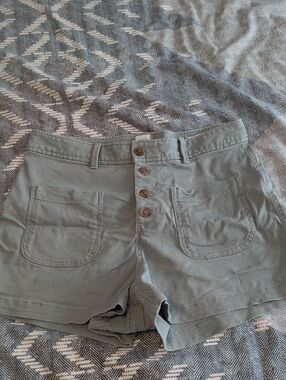 GAP High-Waist Button-Front Olive Shorts